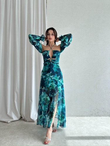 CATRİNA Maxi Elbise 6395 - Yeşil - 3