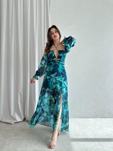 CATRİNA Maxi Elbise 6395 - Yeşil - 2