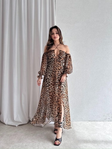 CATRİNA Maxi Elbise 6395 - Leopar - 3