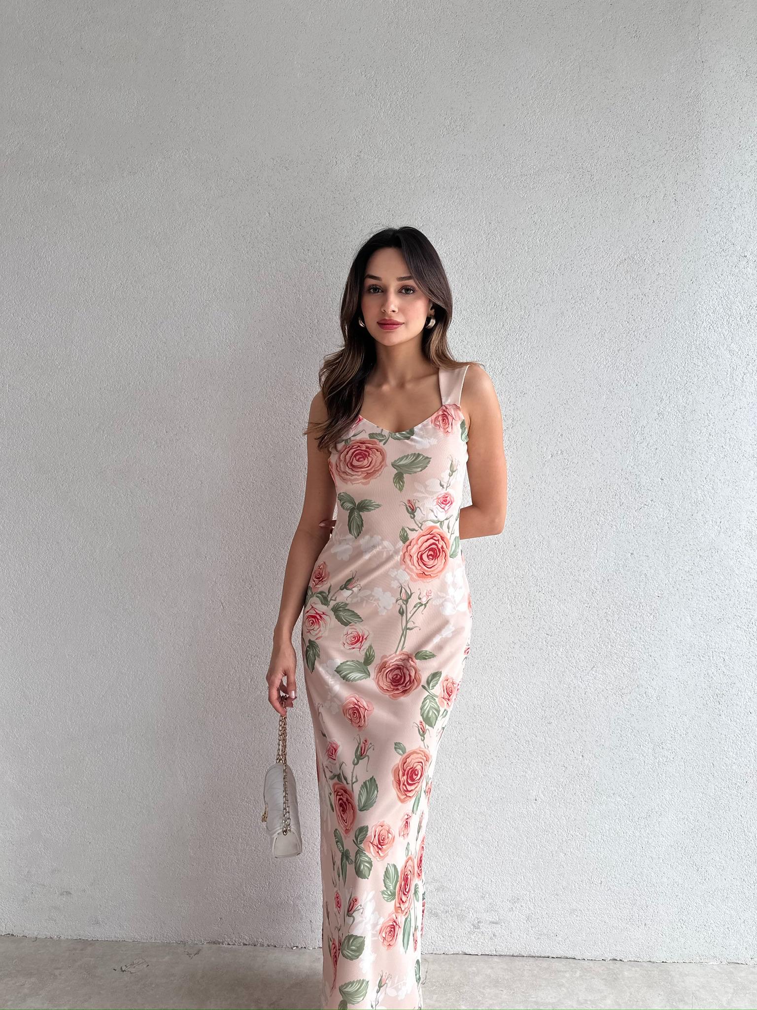 CELESTİA Maxi Elbise 0258 - Vizon
