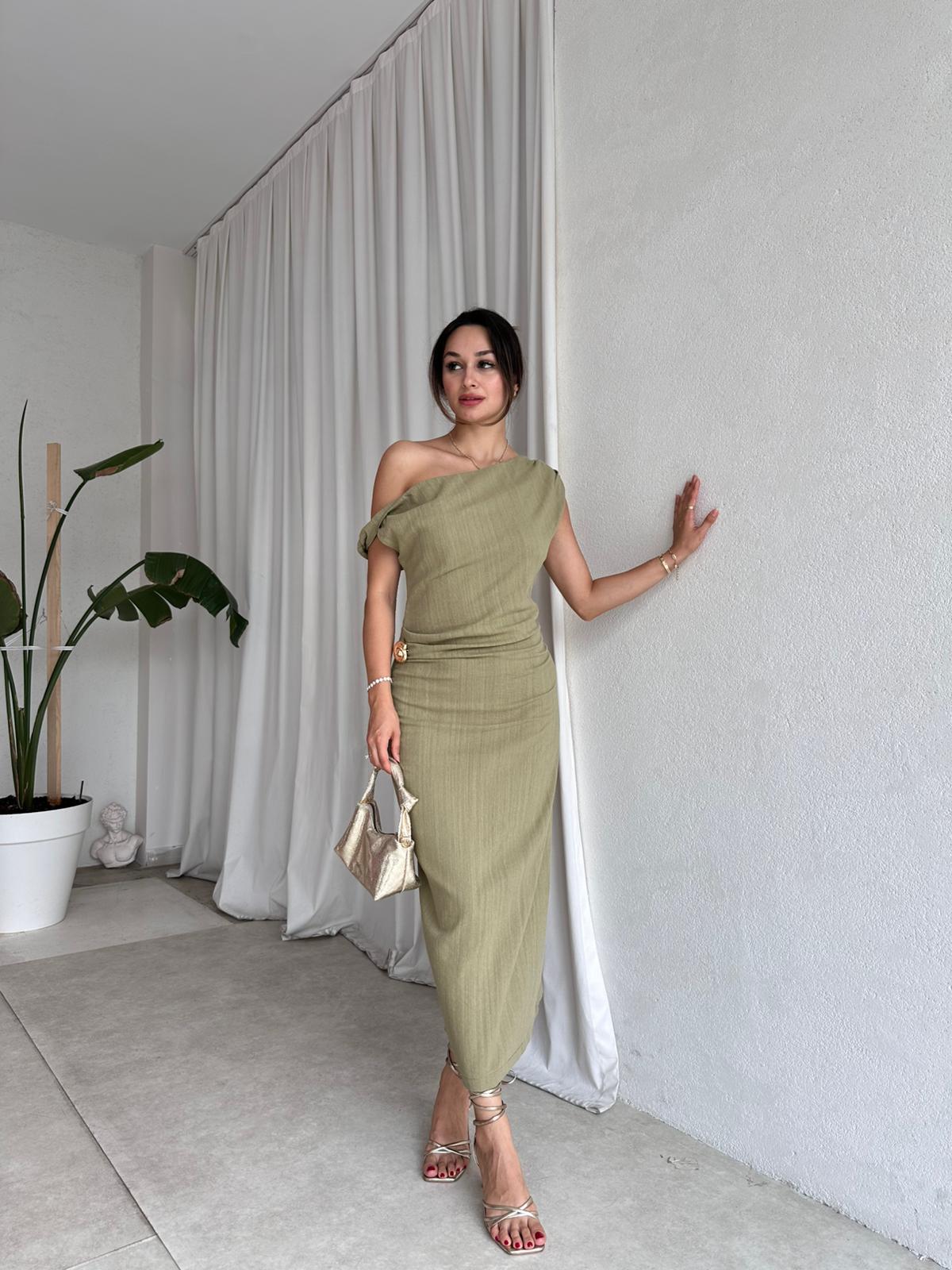 CHOOSE Elbise 8016- Haki