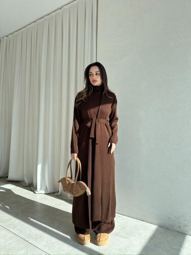 CİEL Triko Üçlü Takım 8418 - Acı Kahve - Mooi Butik