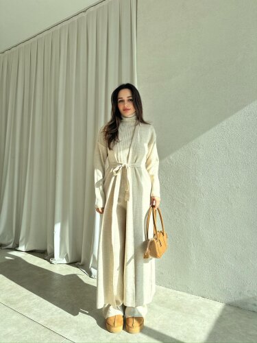 CİEL Triko Üçlü Takım 8418 - Taş - Mooi Butik