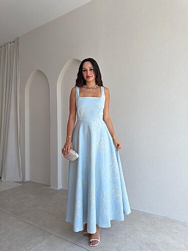 CORDOVA Maxi Elbise - 0714 - Bebe Mavisi - Mooi Butik