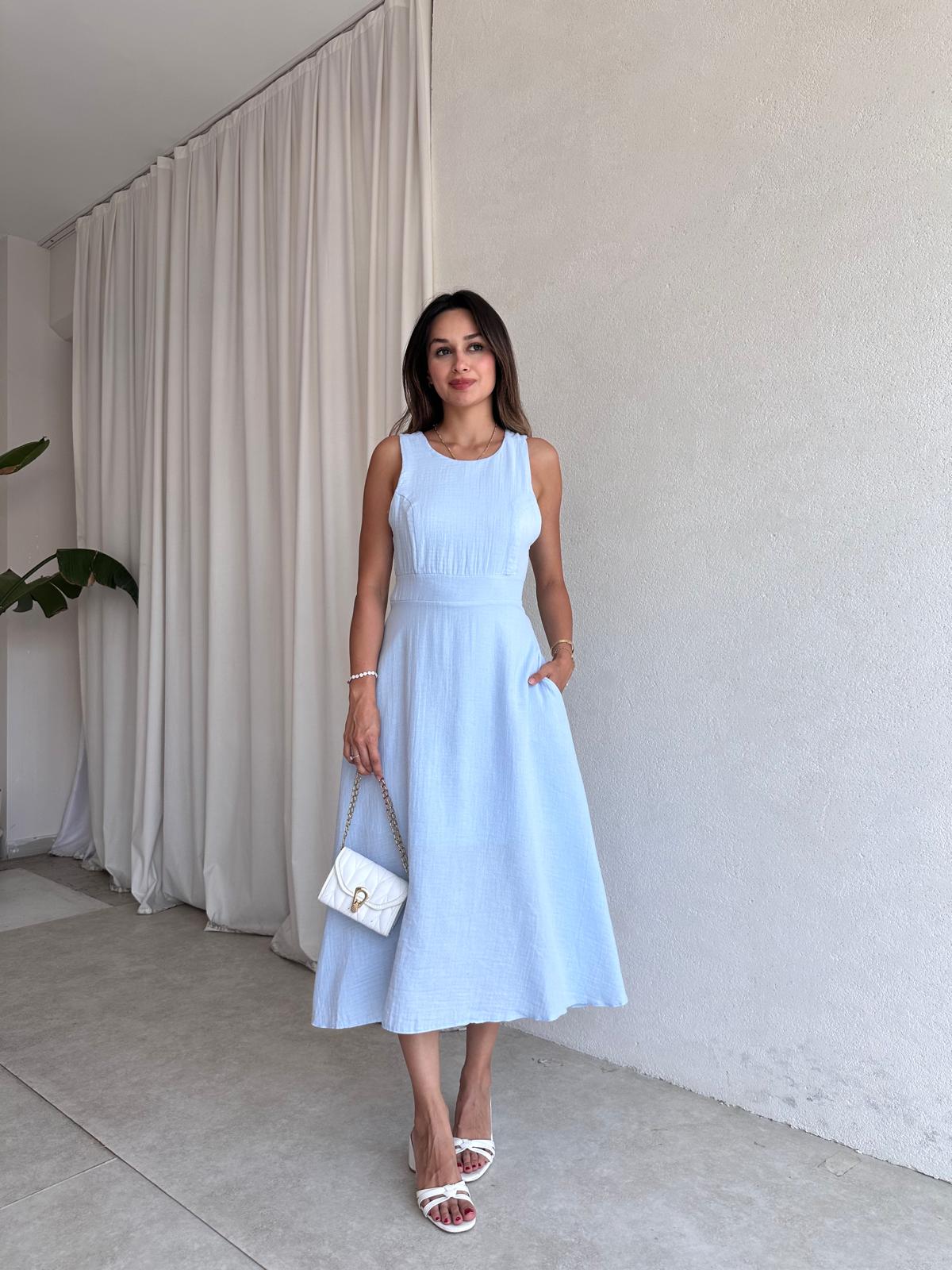 COZY Midi Elbise 4572 - Mavi
