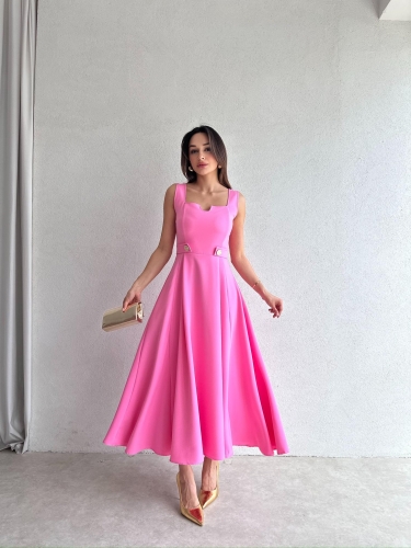 CREW Midi Elbise 3494 - Pembe - Mooi Butik