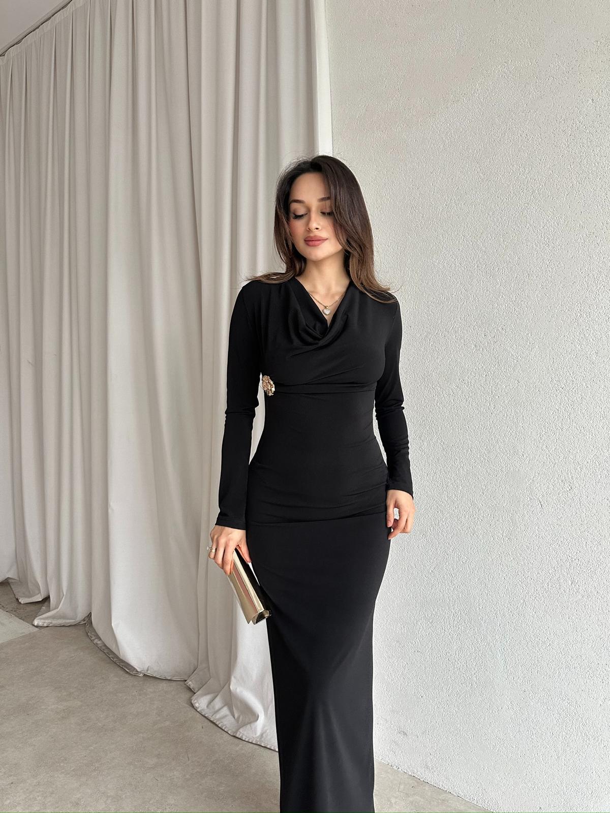 CROSS Maxi Elbise 7301 - Siyah