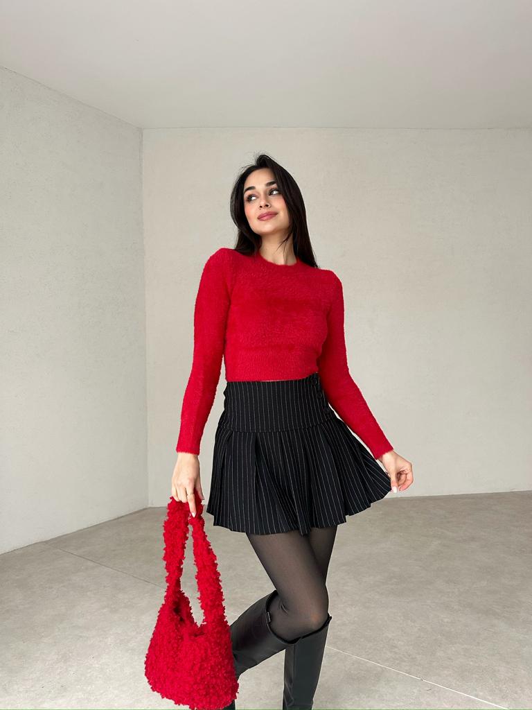 DAMİCO Çizgili Siyah Etek 4733