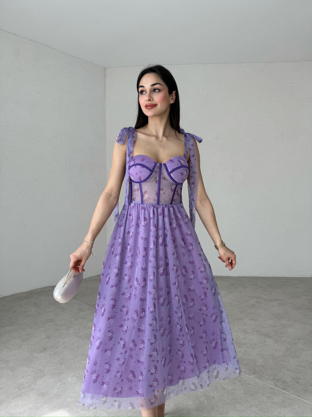 DANİELA Midi Elbise 4095 - Lila