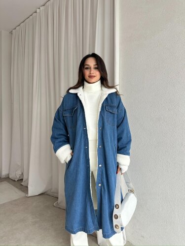 DAWKİN İçi Peluş Kaban 5200 - Mavi - Mooi Butik