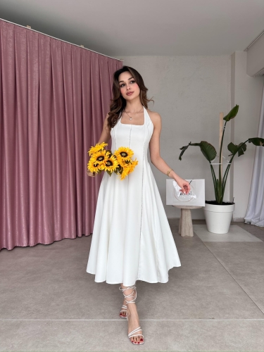 DESPACİTO Midi Elbise 5121 - Beyaz - 4
