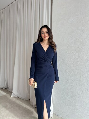  DİANA Midi Elbise 8787 - Lacivert - Mooi Butik