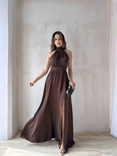 DİDEROT Maxi Elbise 9045 - Acı Kahve - 2