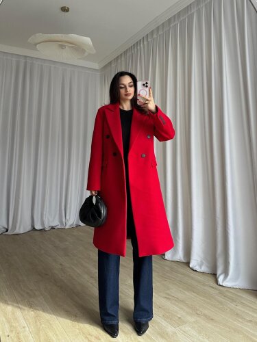 DOLCE Kaşe Kaban 8749 - Kırmızı - Mooi Butik