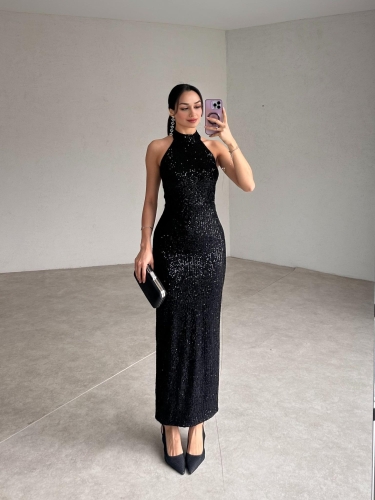 DOWNEY Maxi Elbise 0193 - Siyah - 3