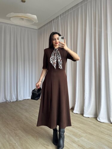 DRAX Elbise 8715 - Acı Kahve - Mooi Butik