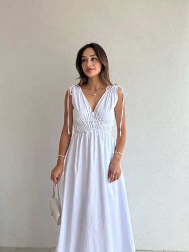 DUFFY Maxi Elbise 3223 - Beyaz - Mooi Butik