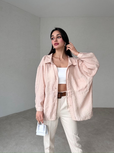 Düşük Omuzlu Oversize Elia Gömlek - Bej - Mooi