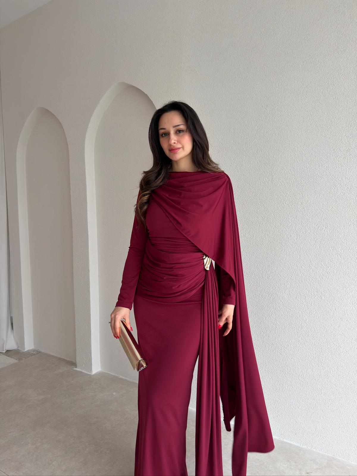 ELVİS Maxi Elbise 5447 - Bordo