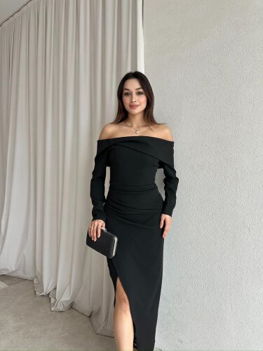 EMİLİA Maxi Elbise 4210 - Siyah - Mooi Butik