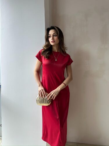 EMMA Midi Elbise 2475 - Kırmızı - Mooi Butik