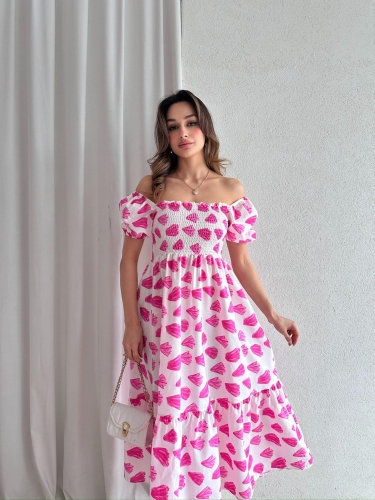 EWNER Midi Elbise 7890 - Pembe 