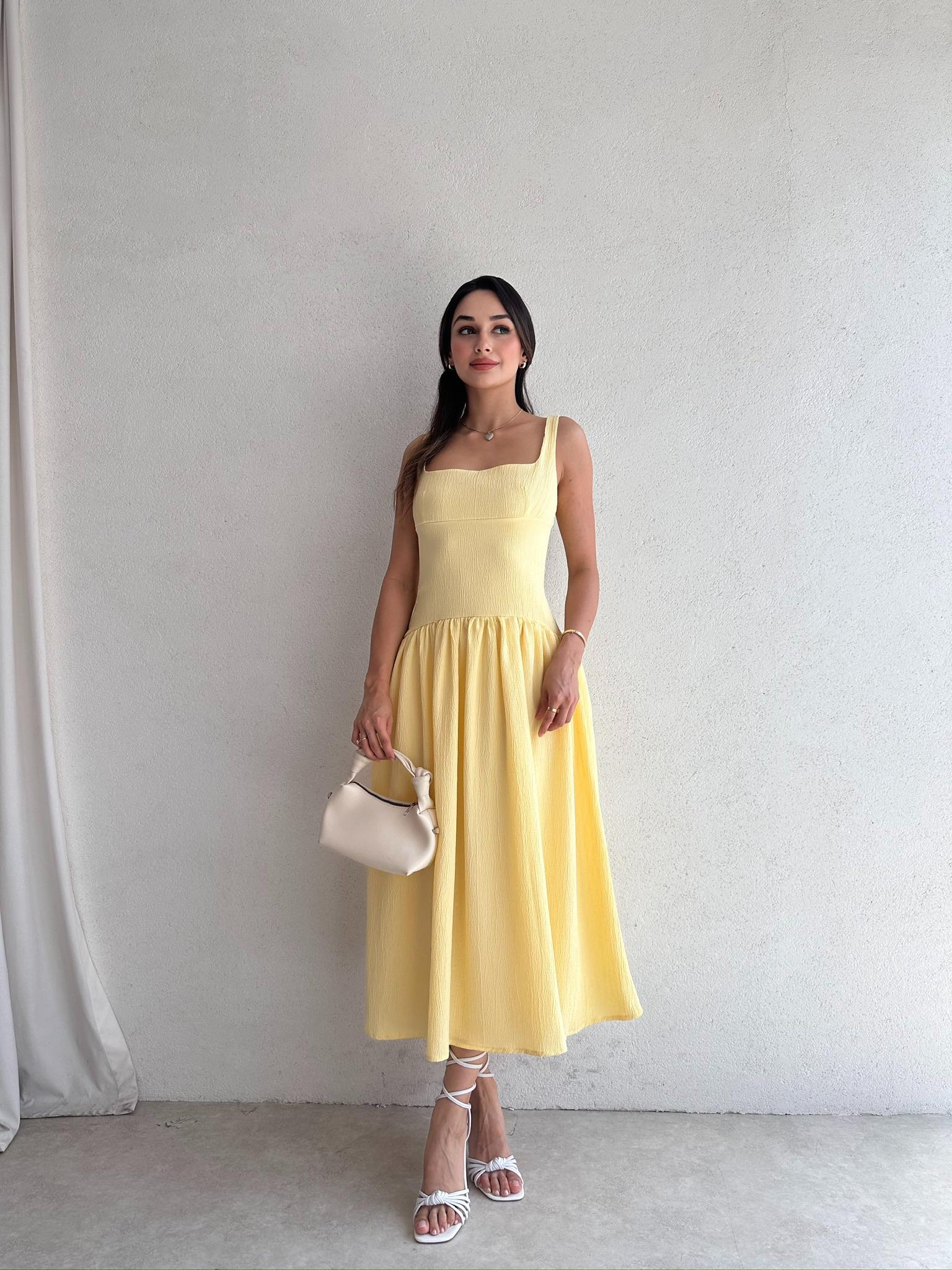 EYFEL Midi Elbise 3485 - Sarı