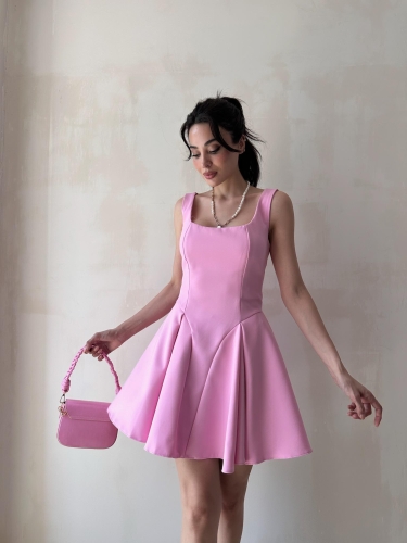 FABBRİ Mini Elbise 3490 - Pembe - Mooi Butik
