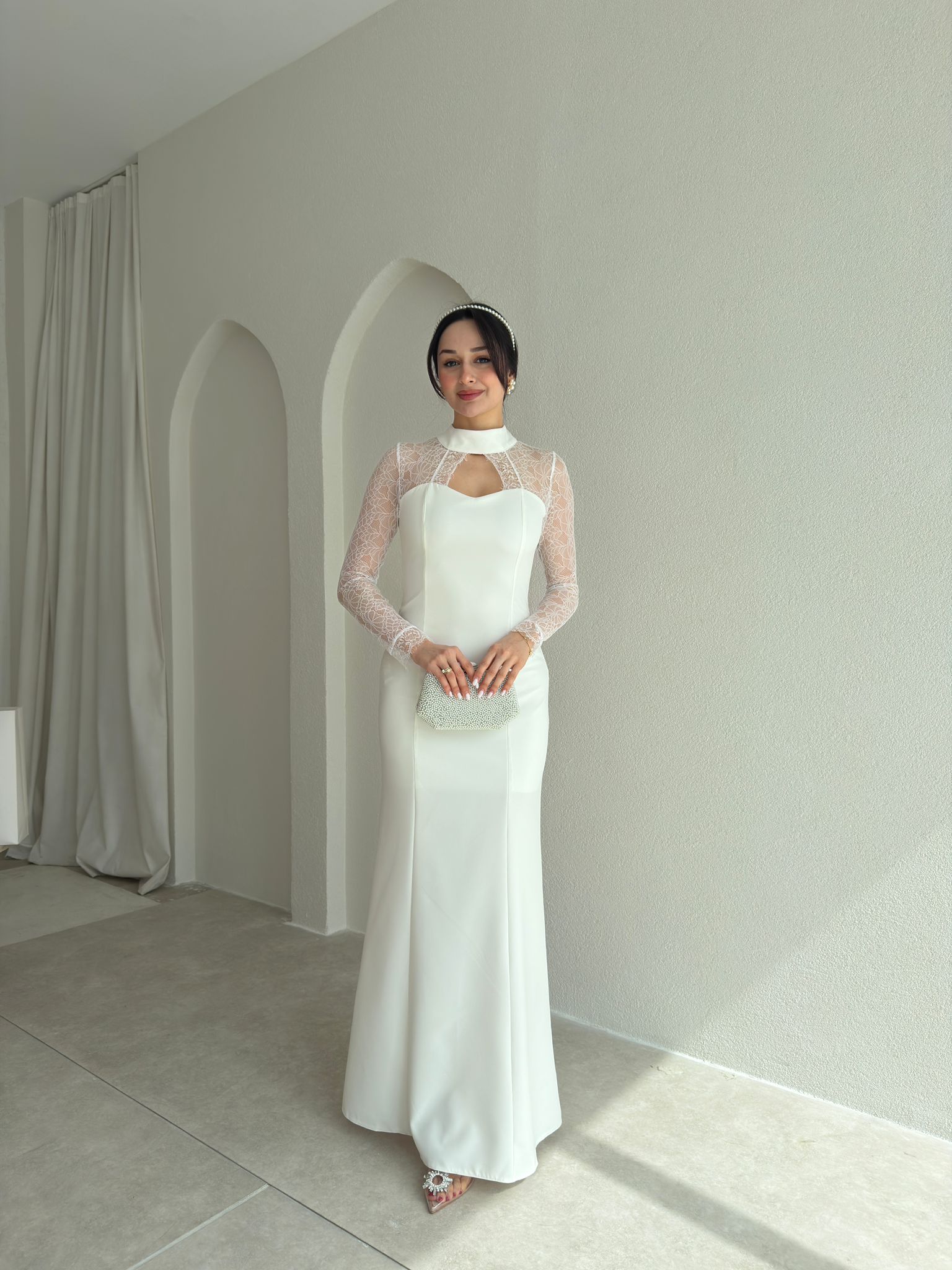 FABİO Maxi Elbise 9047 - Beyaz
