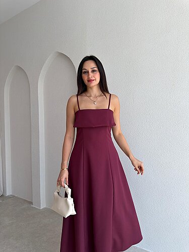 FABRİ Midi Elbise 7337 - Bordo - 2