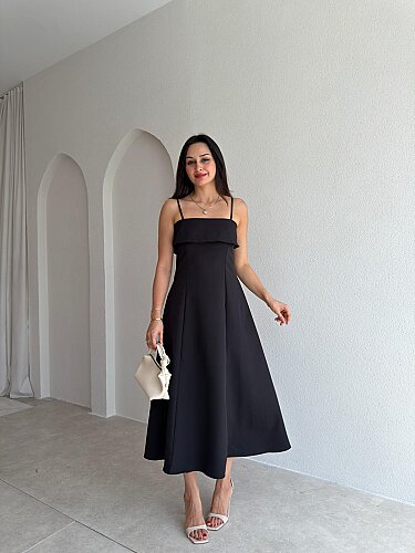 FABRİ Midi Elbise 7337 - Siyah - Mooi Butik
