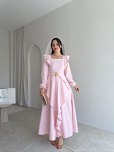 FAURA Maxi Elbise 6954 - Pudra