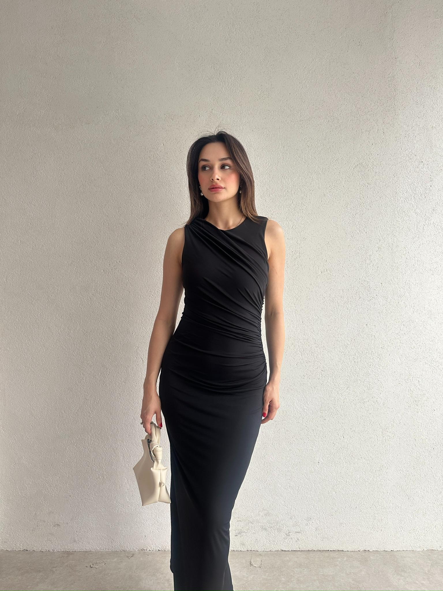 FELLER Maxi Elbise 5074 - Siyah