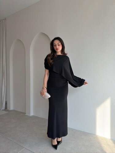 FENGEL Midi Elbise 2889 - Siyah - Mooi Butik