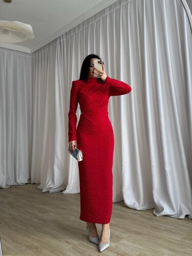 FLORİSA Elbise 2586 - Kırmızı - Mooi Butik