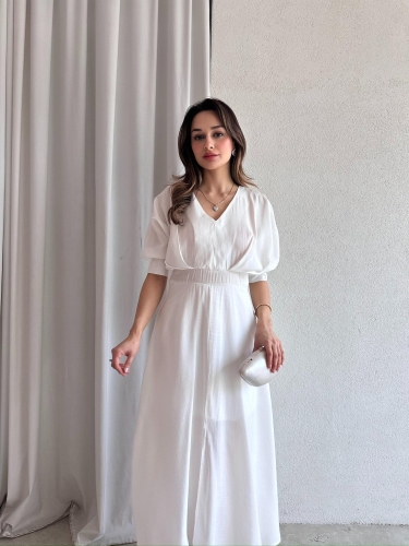 FLOW Maxi Elbise 9810 - Beyaz - Mooi Butik