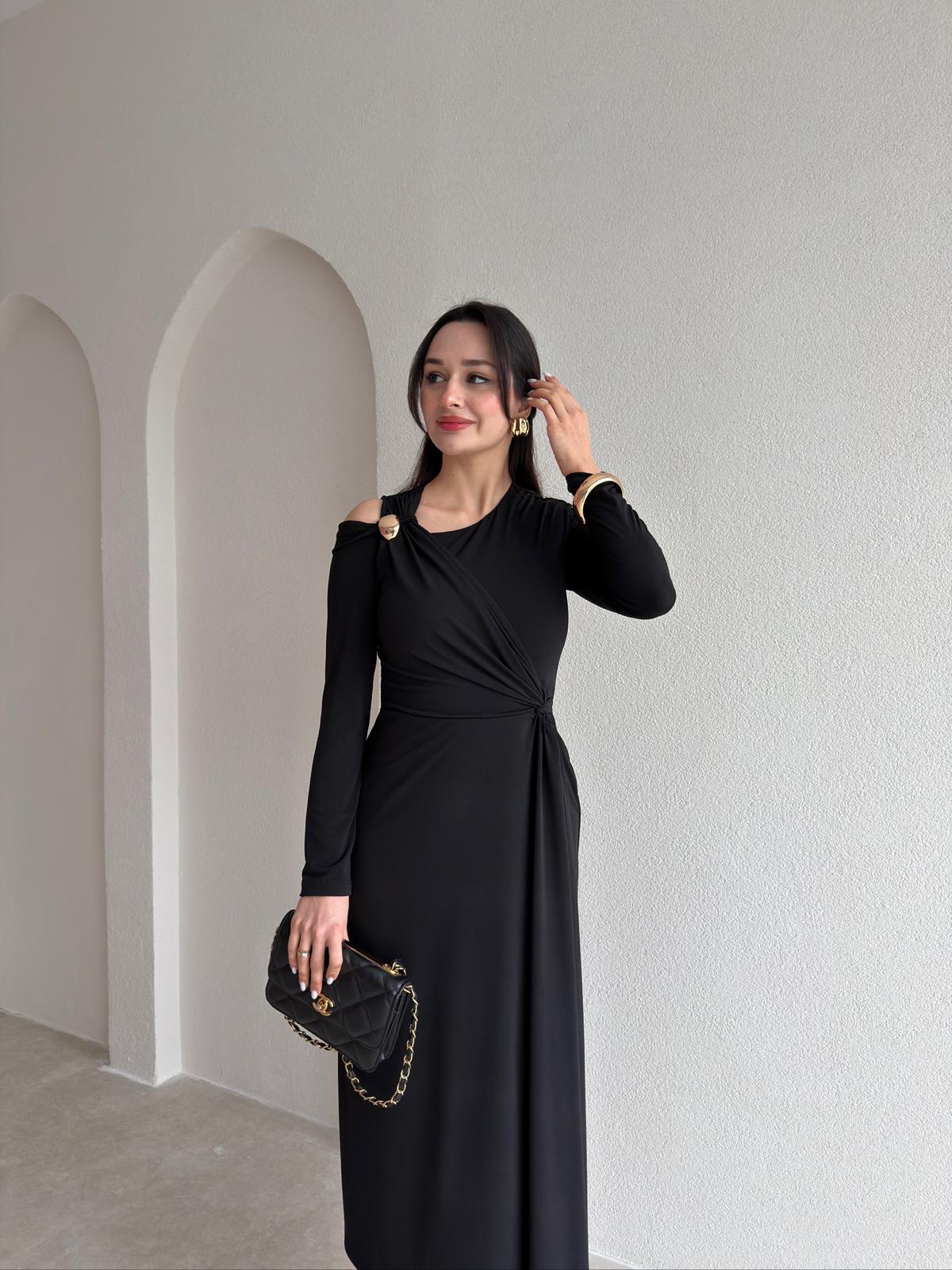  FLOYD Midi Elbise 8965 - Siyah