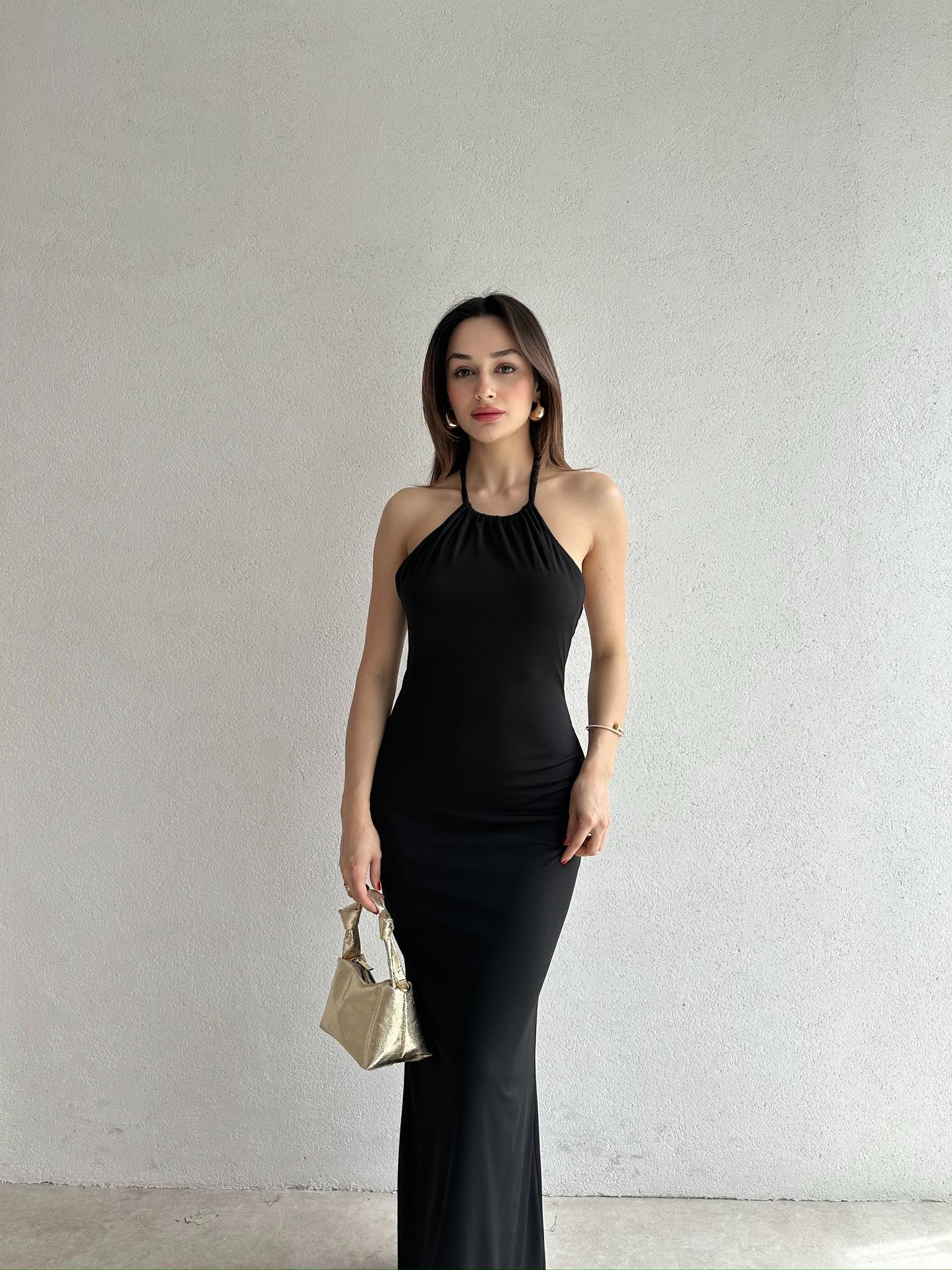 FRANK Maxi Elbise 7012 - Siyah
