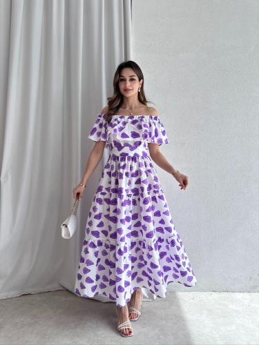 FRENSEL Maxi Elbise 5050 - Mor - Mooi Butik