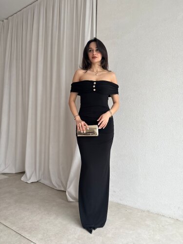 FREZYA Maxi Elbise 8902 - Siyah - Mooi Butik