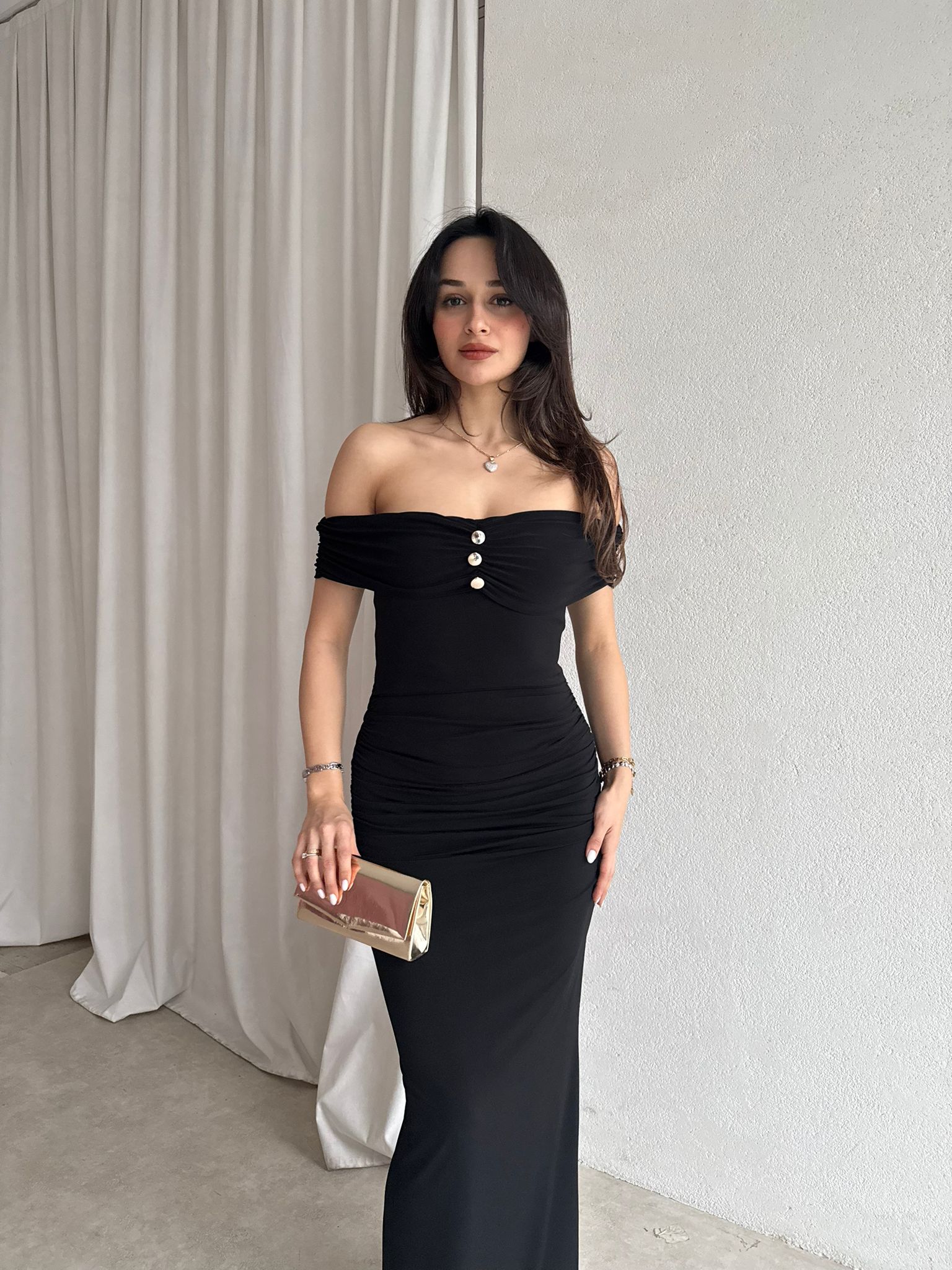 FREZYA Maxi Elbise 8902 - Siyah