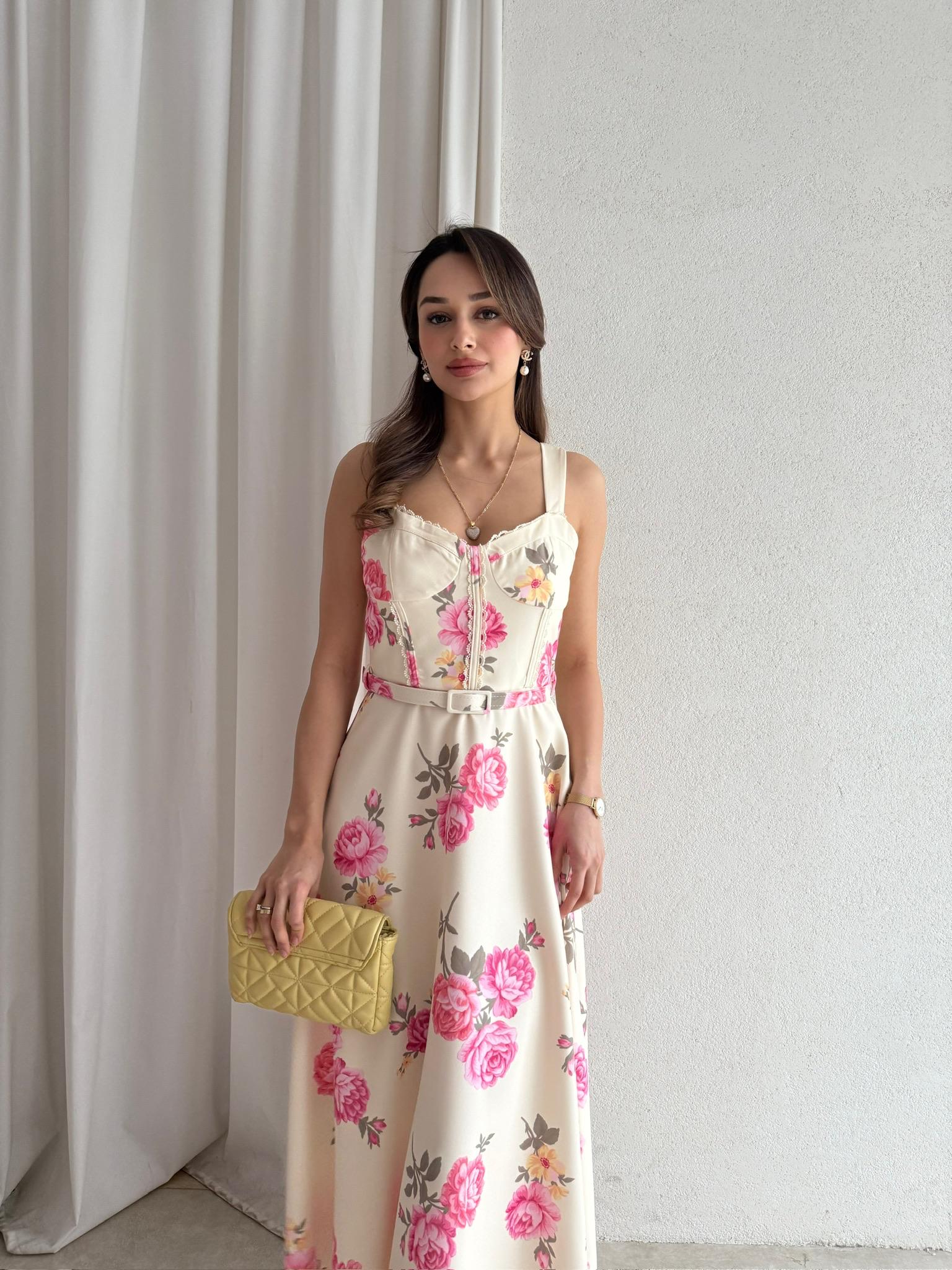 FULGENT Midi Elbise 7495 - Krem