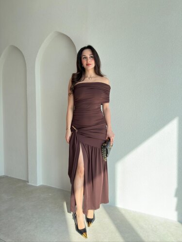 GALLER Midi Elbise 9000 - Acı Kahve - Mooi Butik