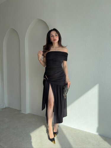 GALLER Midi Elbise 9000 - Siyah - Mooi Butik