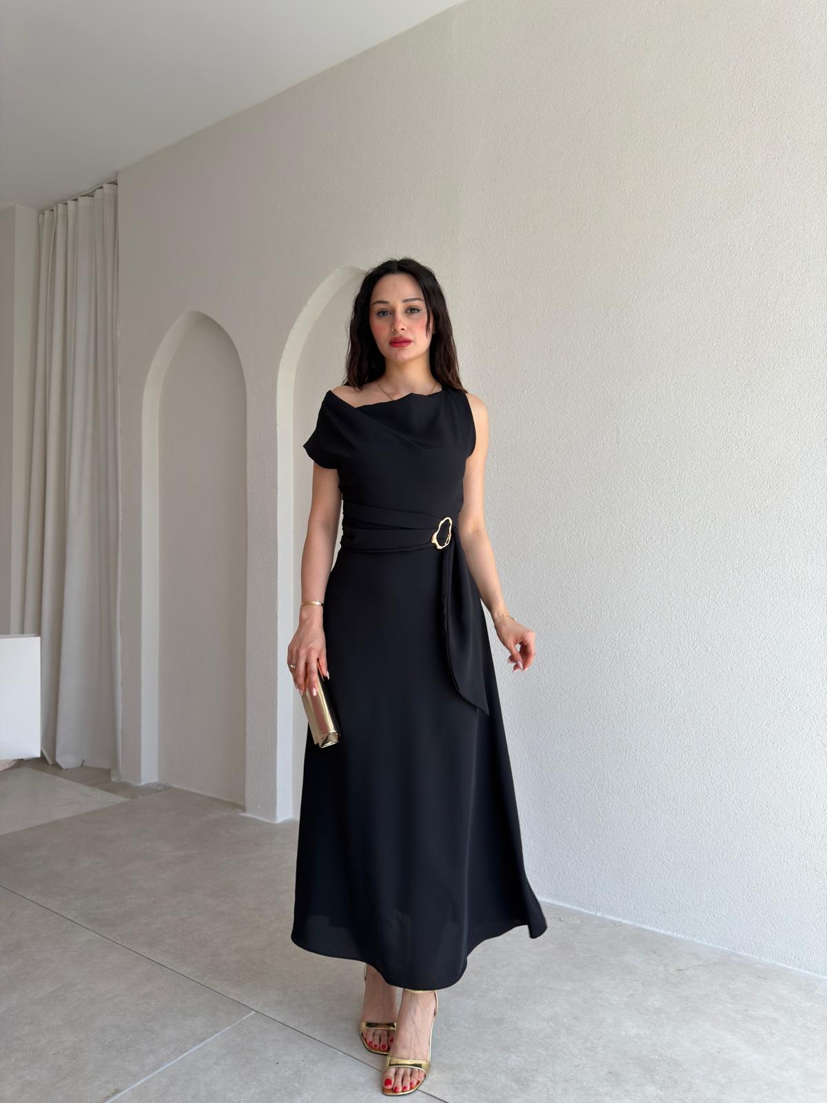 GARLAND Midi Elbise 6514 - Siyah