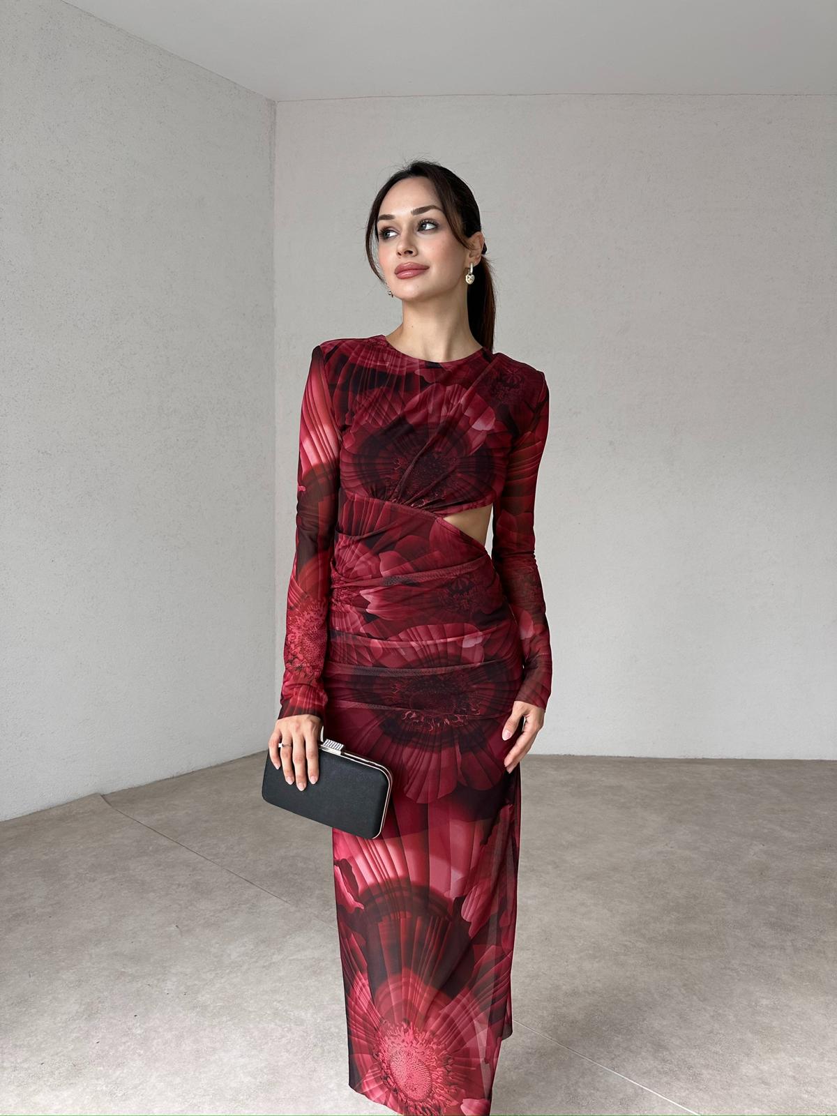 GAWA Maxi Elbise 3672 - Bordo
