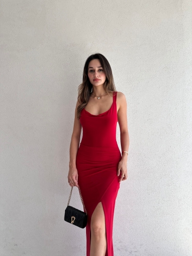 GEMMA Maxi Elbise 5107 - Kırmızı - Mooi Butik