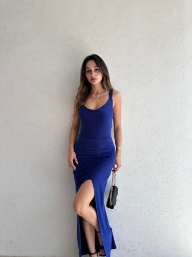 GEMMA Maxi Elbise 5107 - Mavi - Mooi Butik