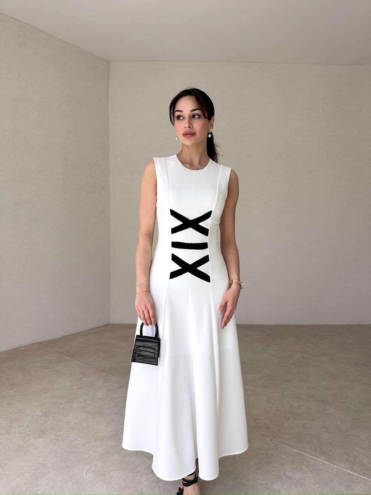 GİONO Maxi Elbise 8585 - Beyaz