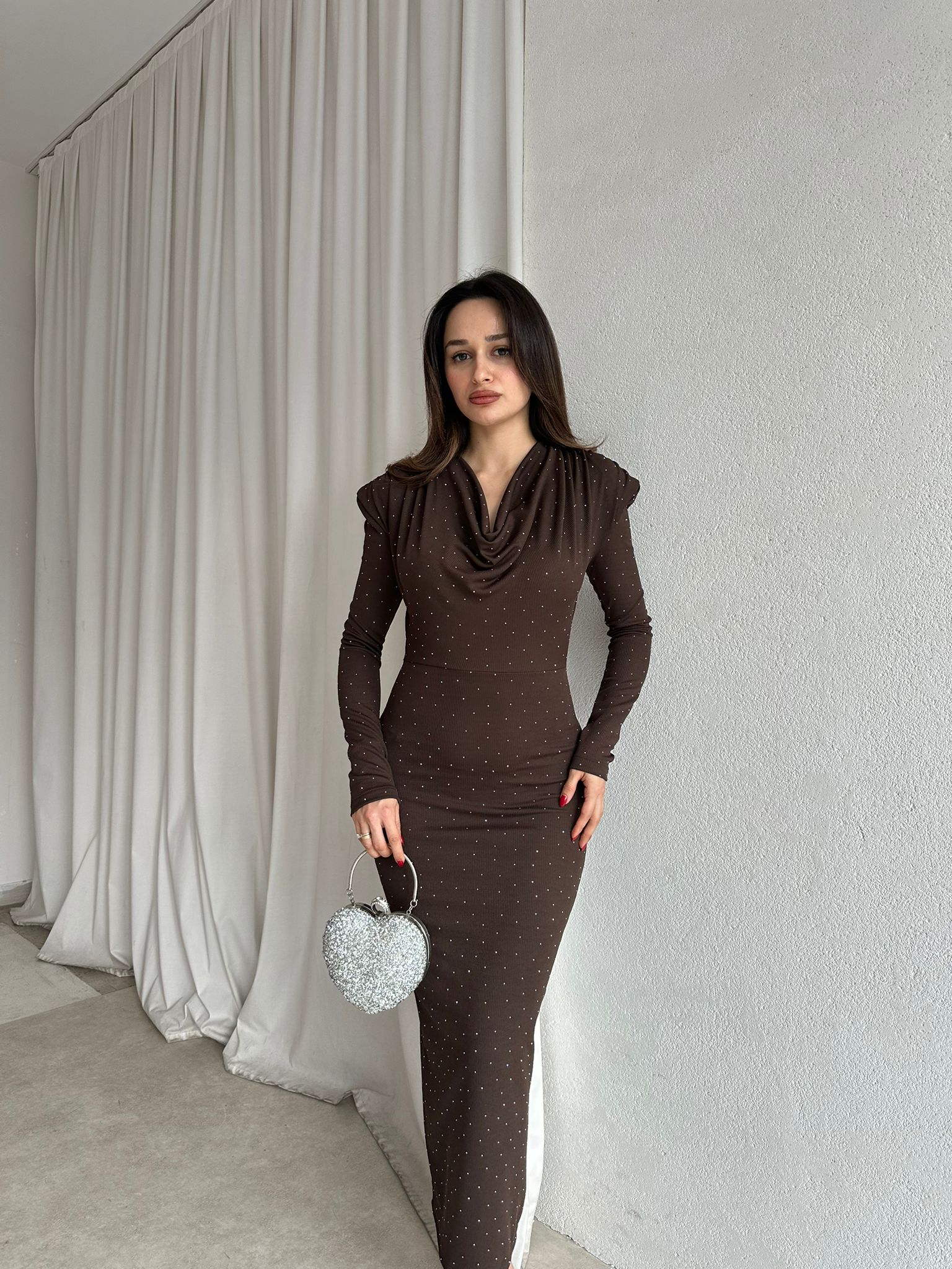 GLEAM Elbise 8805 - Acı Kahve